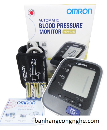 bộ sản phẩm máy đo huyết áp Omron Hem 7320